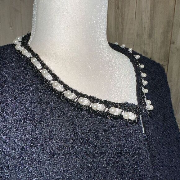 Kasper Boucle Textured Pearl Embellished Tweed Jacket Blazer - Picture 5 of 6